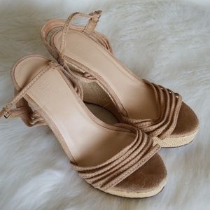 "2 for $50" J. Crew Straw Suede Wedge Sandals